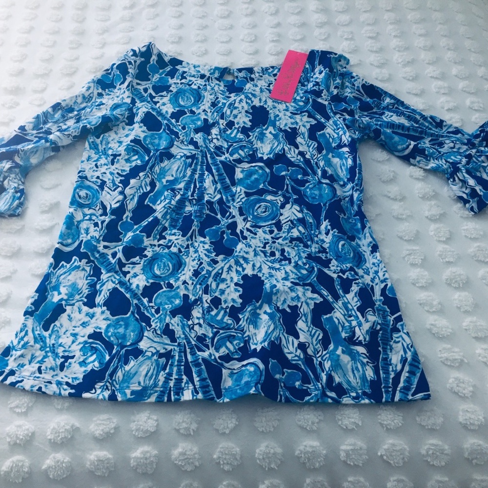 Lilly Pulitzer Waverly Ruffle Top in Blue